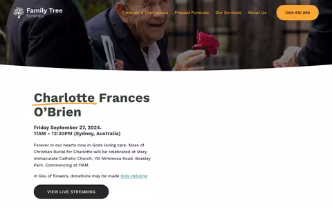 Family Tree Funerals website