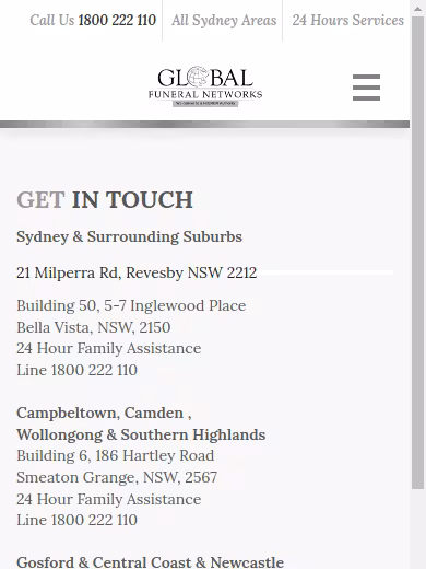 Global Funerals website