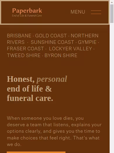 Paperbark Deathcare & Funeral Home website