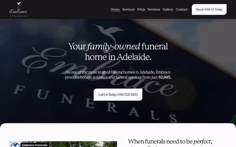 Embrace Funerals website