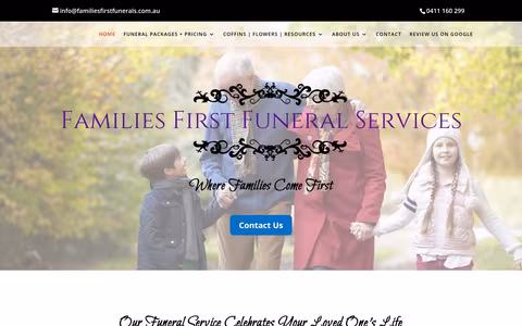 Families First Funeral Services website