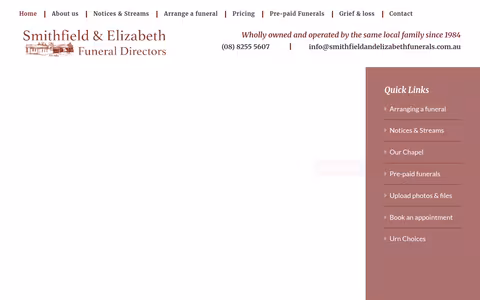 Smithfield & Elizabeth Funeral Directors website