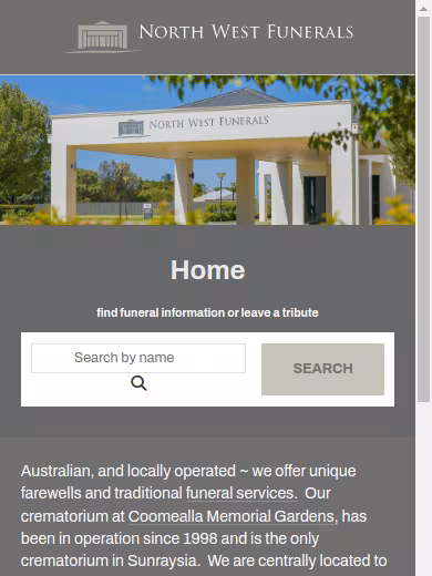 North West Funerals website