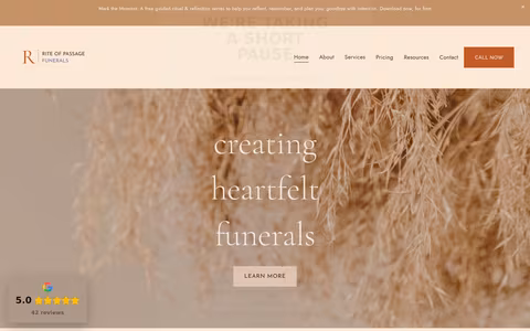 Rite of Passage Funerals website