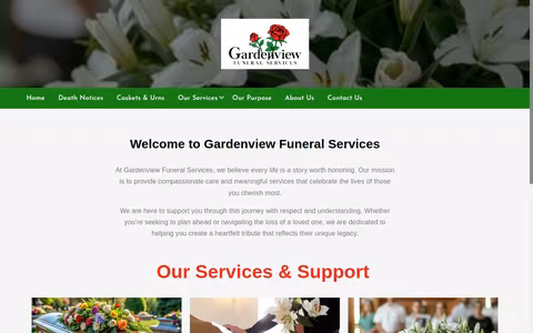Gardenview Funeral Services website