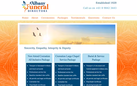 Albany Funeral Directors Funeral Home website