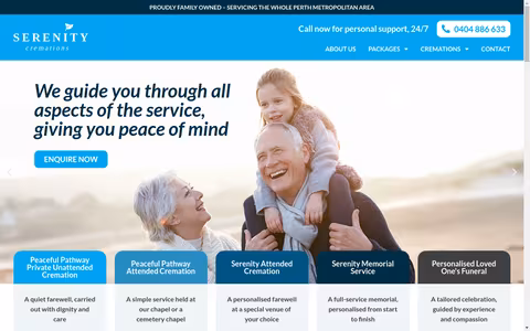 Serenity Cremations website