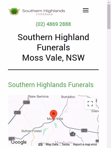 Southern Highlands Funerals Moss Vale website