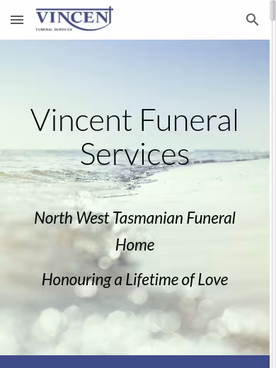 Vincent Funeral Services website