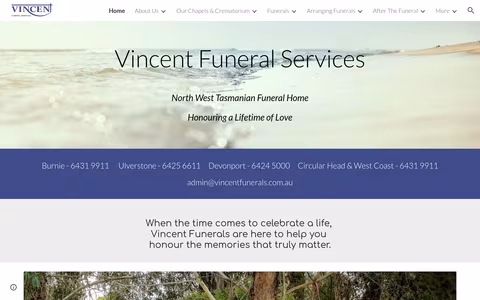 Vincent Funeral Services website
