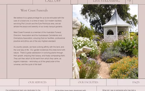 West Coast Funerals website