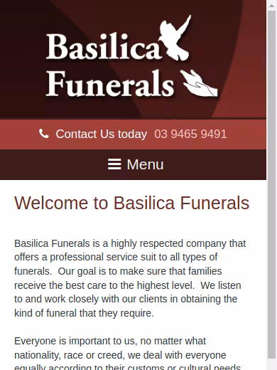 Basilica Funerals website