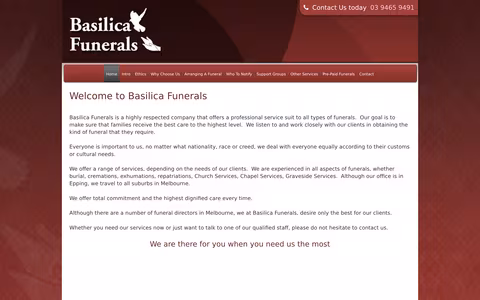 Basilica Funerals website