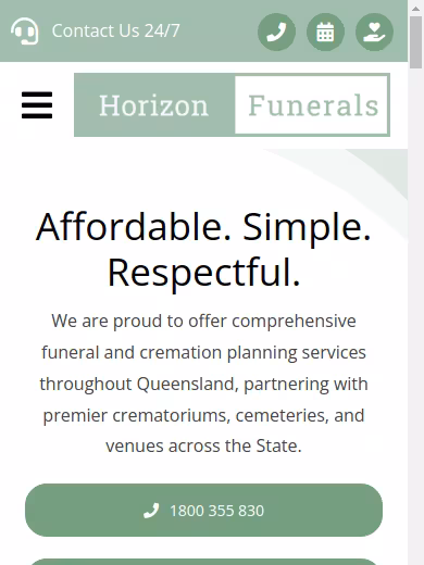 Horizon Funerals website