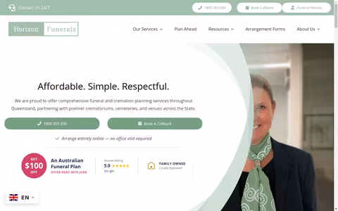 Horizon Funerals website