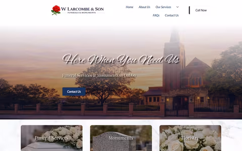 W Larcombe & Son Funerals website