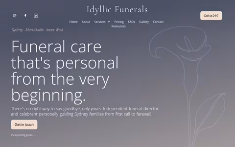 Idyllic Funerals website