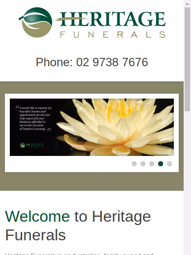 Heritage Funerals website