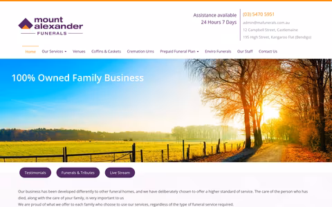 Mount Alexander Funerals website