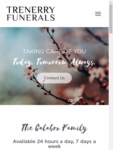 Trenerry Funerals website