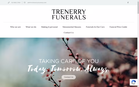 Trenerry Funerals website