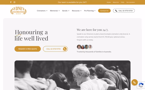 Sydney Memorial Cremations website