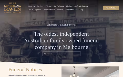 Lonergan & Raven Funerals website