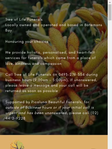 Tree of Life Funerals - Batemans Bay, Moruya, Narooma website