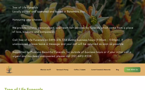 Tree of Life Funerals - Batemans Bay, Moruya, Narooma website
