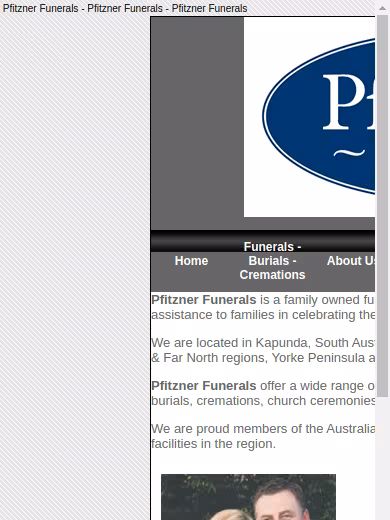 Pfitzner Funerals website