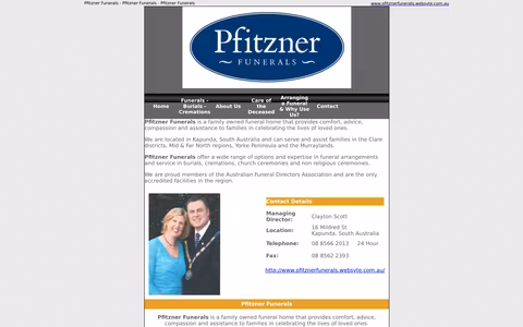 Pfitzner Funerals website