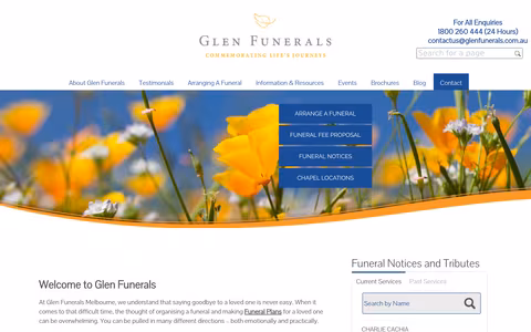 Glen Funerals website