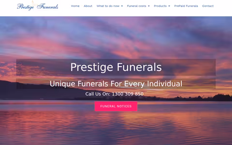 Prestige Funerals website