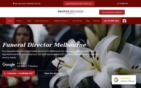 Browne Brothers Funerals Melbourne website