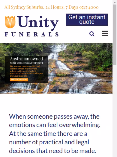 Unity Funerals website