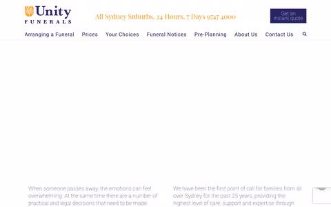 Unity Funerals website