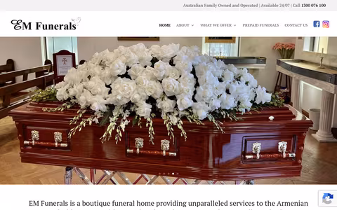 EM Funerals website