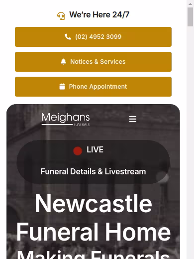 Meighans Funerals - Newcastle website