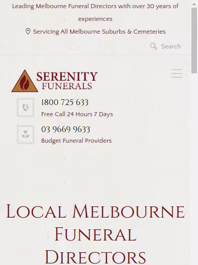 Serenity Funerals website