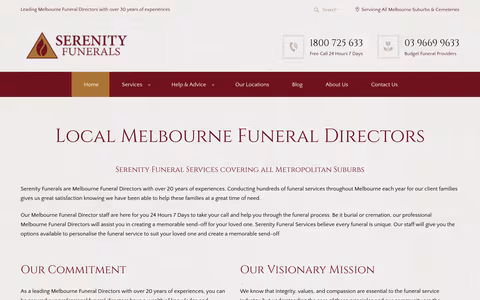 Serenity Funerals website