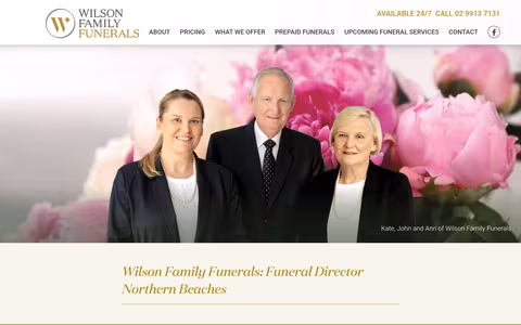 Wilson Family Funerals website