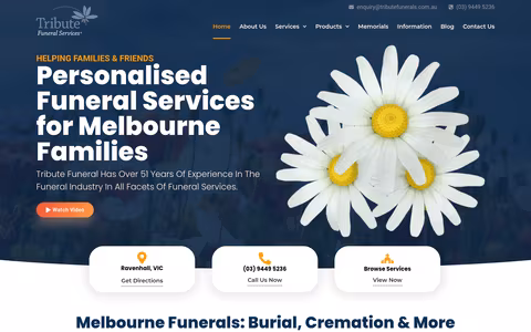 Tribute Funeral Services website