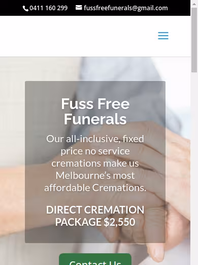 Fuss Free Funerals, no service cremations website