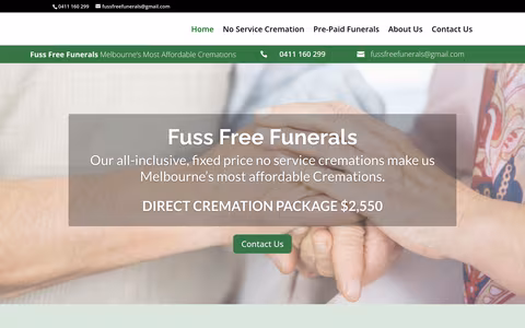 Fuss Free Funerals, no service cremations website