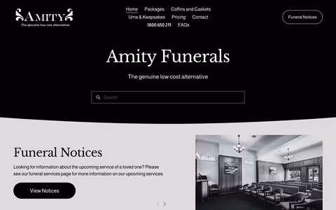 Amity Funerals website