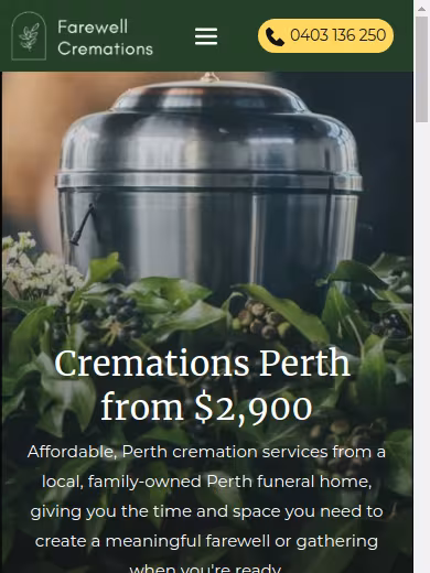 Farewell Cremations website