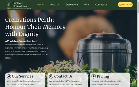Farewell Cremations website