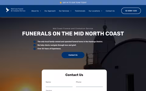 Mid Coast Funeral and Cremation website