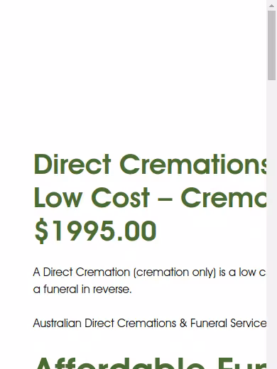 Australian Direct Cremations website