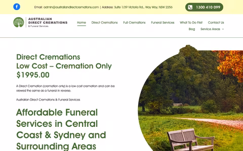 Australian Direct Cremations website
